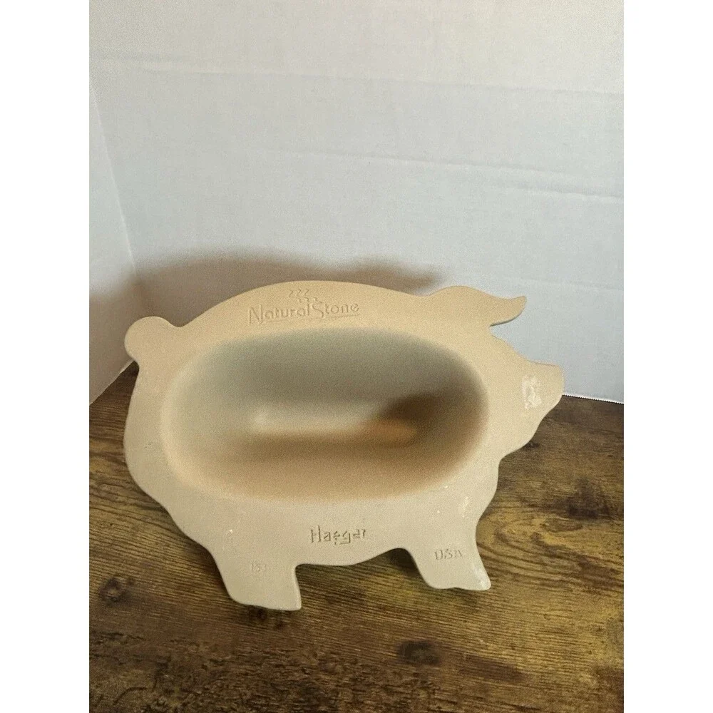 Haeger NaturalStone Pig Bacon Cooker Stoneware Microwave USA Original Box Manual